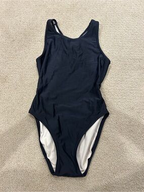 TYR Black One-Piece Swimsuit with Beige Lining